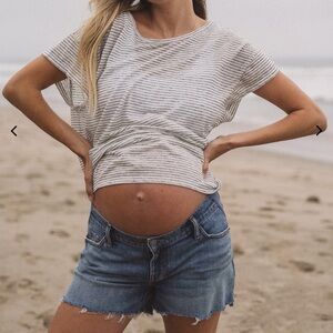 Maternity Hatch Cut Off Denim Shorts Size 27